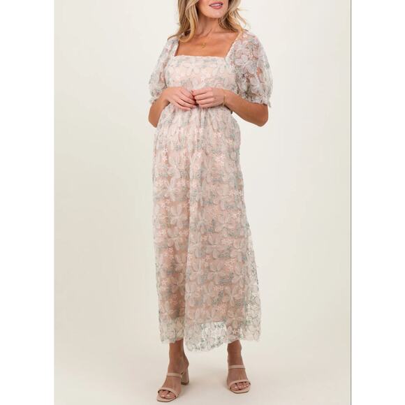 NWT In February Tulle Floral Midi Dress Large Embroidery Overlay Ethereal Fairy - Picture 13 of 13